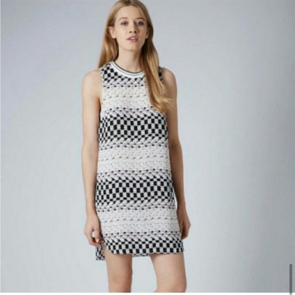 Topshop Grey, White, Black Checkered Shift Dress 1 Sporty Vibes